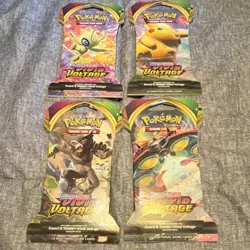 Pokemon TCG Vivid Voltage Booster 4 Packs 10 Cards Pikachu Celebi English - Image 1