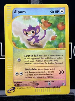 Pokemon TCG Card - Aipom 67/147 Aquapolis Reverse Holo Common Vintage E-Reader - Image 3