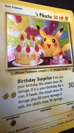Pokemon Happy BIRTHDAY PIKACHU Card - BLACK STAR PROMO - #24 Holo WOTC - VINTAGE - Image 4