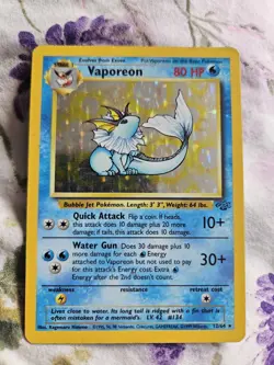 Pokemon Vaporeon Holo Rare Jungle Set Card 12/64 WOTC 1999 TCG - Image 1