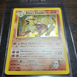Pokemon Blaine's Arcanine Gym Challenge Holo Rare 1/132 90 HP Unlimited English - Image 1