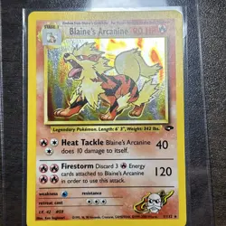 Pokemon Blaine's Arcanine Gym Challenge Holo Rare 1/132 90 HP Unlimited English - Image 2