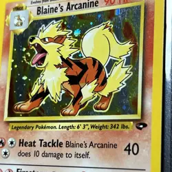 Pokemon Blaine's Arcanine Gym Challenge Holo Rare 1/132 90 HP Unlimited English - Image 3