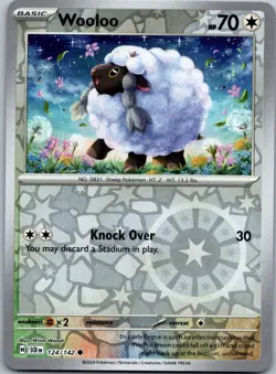 Wooloo 124/142 - SV07: Stellar Crown Pokemon TCG NM Reverse Holofoil - Image 1