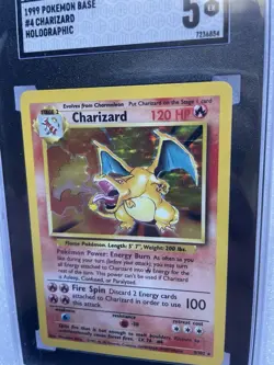 1999 Base Set Charizard Holo Rare Pokemon TCG 4/102 - SGC PSA 5 - Image 1