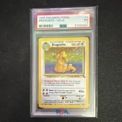 Pokemon Dragonite 4/62 Fossil Holo Rare Unlimited 1999 PSA 7 English - Image 1