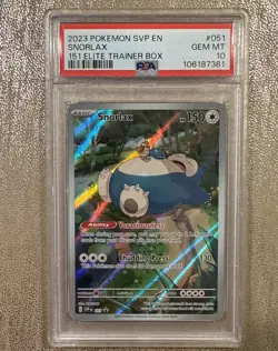 Snorlax SVP 051 Pokemon Scarlet & Violet 151 ETB Promo PSA 10 GEM MINT - Image 1