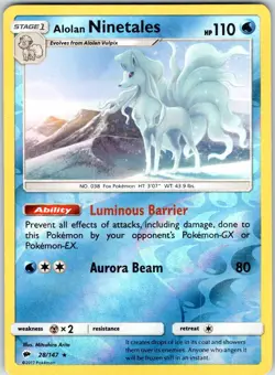 ALOLAN NINETALES 28/147 BURNING SHADOWS POKEMON REVERSE HOLO MP - Image 1
