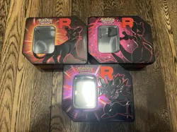 Pokemon TCG ~ 3x Empty Team Rocket Tins ~ Mewtwo, Nidoking, & Persian (No Packs) - Image 1