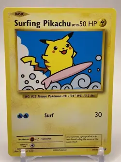 2016 Pokemon XY Evolutions Secret Rare Surfing Pikachu 111/108 - Image 1
