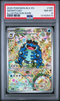 2025 Pokemon BLK EN Black Bolt Illustration Rare #105 Seismitoad PSA 8 - Image 1