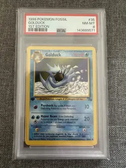 PSA 8 1st Edition Golduck Pokemon Fossil Uncommon #35 1999 Near Mint Fresh Slab - Image 3