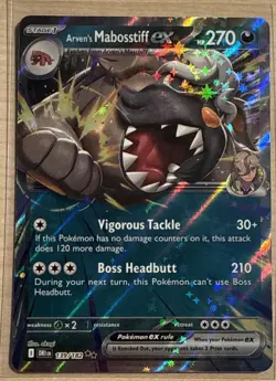 Pokemon TCG Arven's Mabosstiff EX Destined Rivals 139/182 Double Rare - Image 1