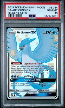 2019 POKEMON SUN & MOON HIDDEN FATES #SV54 FULL ART/ARTICUNO GX PSA 10 - Image 1
