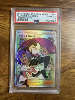PSA 10 Jessie & James Full Art #68 2019 Pokemon Sun & Moon Hidden Fates GEM MINT - Image 1