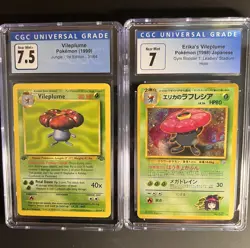 2 cards! Erika's Vileplume No. 045 Holo Japanese Gym 1 Leaders Stadium CGC 7 - Image 1