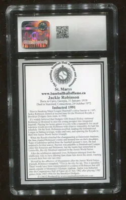 Jackie Robinson Montreal Royal 1991 Canadian Baseball Hall of Fame Graded 9 Mint - Image 2
