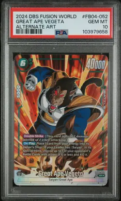 Dragon Ball Super Fusion World Great Ape Vegeta Fb04-052 Alternate Art PSA 10 - Image 1