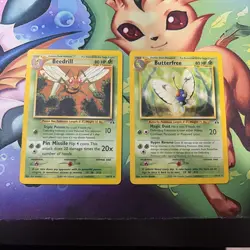 Neo Discovery Rare Pokemon Card Beedrill 18/75 & Butterfree 19/75 both LP - Image 1