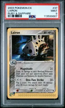 Lairon 37/109 EX Ruby & Sapphire PSA 9 Mint Pokemon Card - Image 1