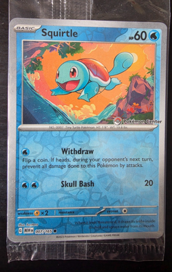 Pokemon Center Stamped Promo 2023 Squirtle 151 Reverse Holo Card #007/165 Sealed - Image 1