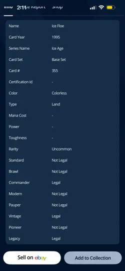 Vintage Magic The Gathering (MTG) : Ice Age : Ice Floe - Image 3