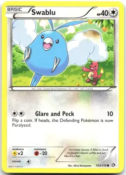 Swablu 103/113 Common Legendary Treasures Pokemon Near Mint - Image 1