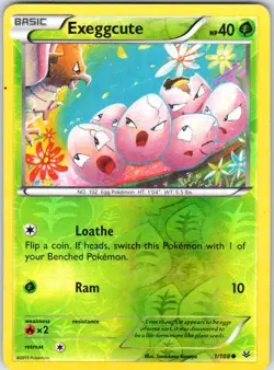 EXEGGCUTE 1/108 ROARING SKIES POKEMON REVERSE HOLO DMG - Image 1
