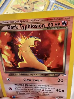 90’s Pokemon Dark Typhlosion Neo Destiny Holo Rare Unlimited 80 HP 10/105 - Image 2