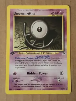 Pokemon Unown U 51/75 Neo Discovery 1st Edition LP-NM See Pictures - Image 1