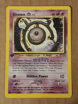 Pokemon Unown M 49/75 Neo Discovery 1st Edition LP See Pictures - Image 1