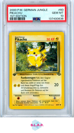 PIKACHU 1ST EDITION POKEMON GERMAN JUNGLE 2000 60 PSA 10 - Image 1