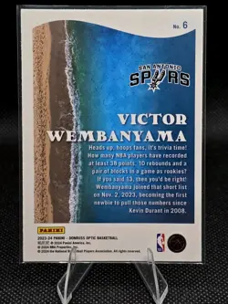 2023-24 Panini Donruss Optic-Splash! Victor Wembanyama #6 (RC) San Antonio Spurs - Image 2