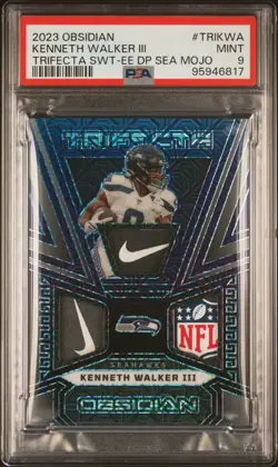 2023 Obsidian Kenneth Walker Trifecta Deep Sea Mojo /5 Nike Swoosh NFL Shield - Image 1