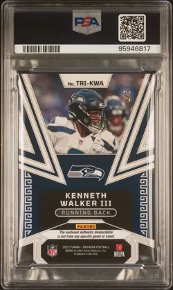 2023 Obsidian Kenneth Walker Trifecta Deep Sea Mojo /5 Nike Swoosh NFL Shield - Image 2