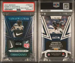 2023 Obsidian Kenneth Walker Trifecta Deep Sea Mojo /5 Nike Swoosh NFL Shield - Image 3