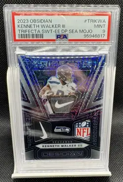 2023 Obsidian Kenneth Walker Trifecta Deep Sea Mojo /5 Nike Swoosh NFL Shield - Image 4