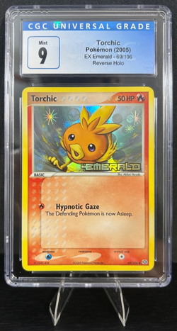2005 POKEMON EX EMERALD 69/106 TORCHIC REVERSE HOLO CGC 9 - Image 1