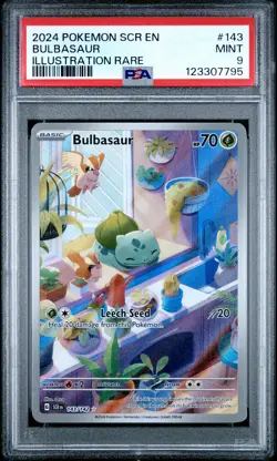 2024 POKEMON SCR EN-STELLAR CROWN ILLUSTRATION RARE #143 BULBASAUR PSA 9 - Image 1