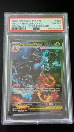 Pokemon Mega Charizard X ex 125/094 Phantasmal Flames Rare Holo PSA 10 2025 EN - Image 1