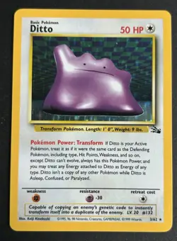 Pokemon TCG Ditto 3/62 Fossil Holo Rare LP - Image 1