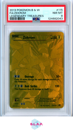 ZEKROM POKEMON 115 2013 LEGENDARY TREASURES FULL ART ENGLISH PSA 8 - Image 1