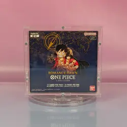ONE PIECE ROMANCE DAWN OP01 DISPLAY BLUE BOTTOM FIRST PRINT BANDAI ACRYL BOX ENG - Image 1