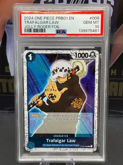 2024 One Piece PRB-01 English Trafalgar Law Jolly Roger Foil PSA 10 GEM MINT - Image 1