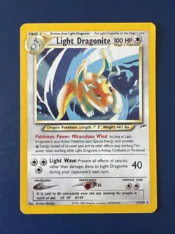 Pokemon TCG Light Dragonite Neo Destiny Holo Card 14/105 - Image 1