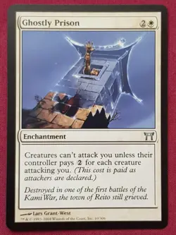 Magic The Gathering CHAMPIONS OF KAMIGAWA GHOSTLY PRISON white card MTG - Image 1