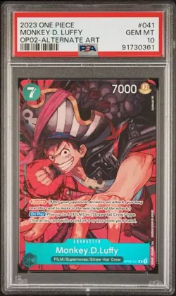 2023 ONE PIECE OP02 PARAMOUNT WAR #041 MONKEY D. LUFFY ALTERNATE ART PSA 10 - Image 1
