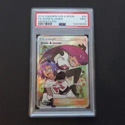 Pokemon Card - Full Art Trainer Holo Jessie and James 68/68 Hidden Fates PSA 9 - Image 1