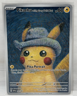 Pokemon Van Gogh Promo Pikachu Grey Felt Hat 085 SVP NM CARD - Image 1