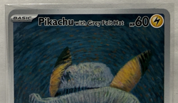 Pokemon Van Gogh Promo Pikachu Grey Felt Hat 085 SVP NM CARD - Image 2